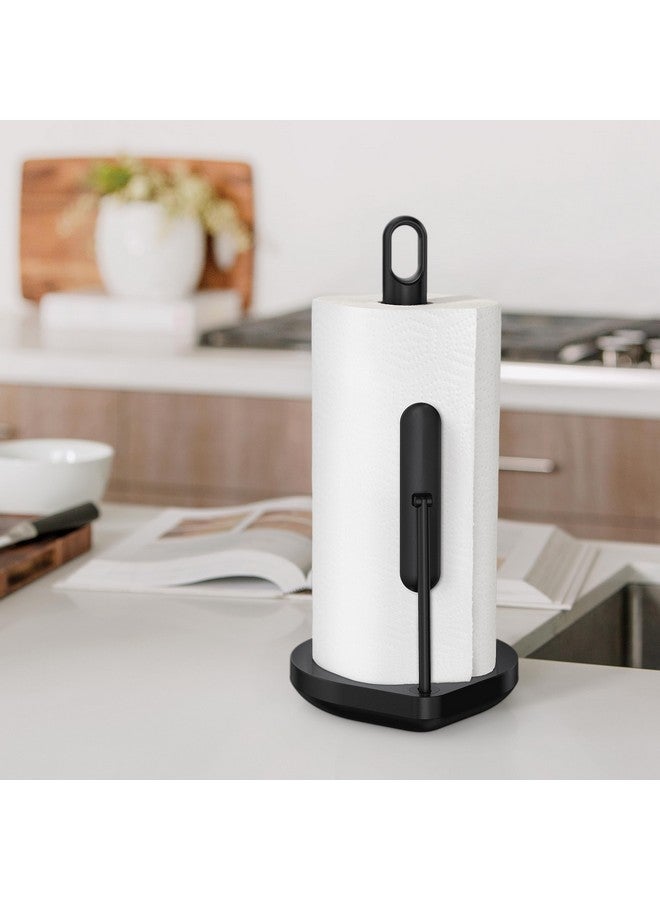 simplehuman Tension Arm Standing Paper Towel Holder, Heavy-Duty, Easy One-Handed Tear, Countertop Kitchen Paper Towel Dispenser, Black Stainless Steel - Image 3