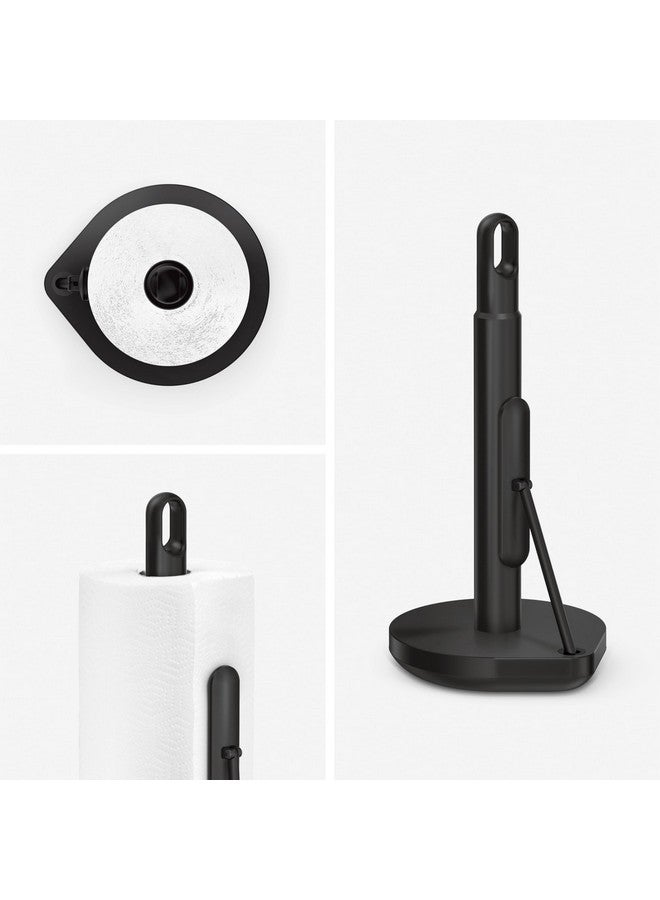 simplehuman Tension Arm Standing Paper Towel Holder, Heavy-Duty, Easy One-Handed Tear, Countertop Kitchen Paper Towel Dispenser, Black Stainless Steel - Image 2