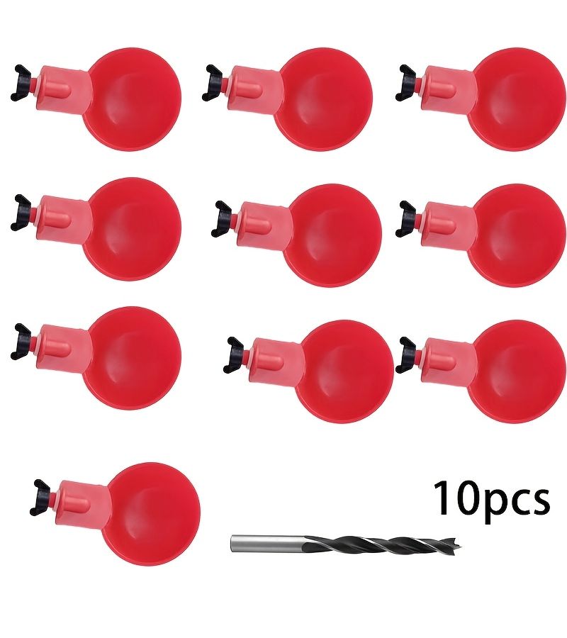 10 Pcs Automatic Chicken Water Cups Poultry Drinkers With Drill Bits For Bird Duck Quail - Image 2