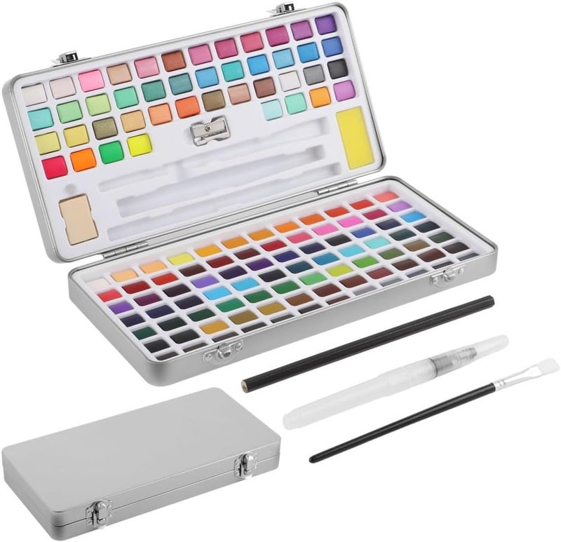 Adults, Students, Beginners, Professionals Painting Set, Art Supplies, Drawing Kit with Pencil and Paintbrush, 128 Colors Watercolor Paint Set, Portable Water Color Paint Set with Iron Box - Image 4