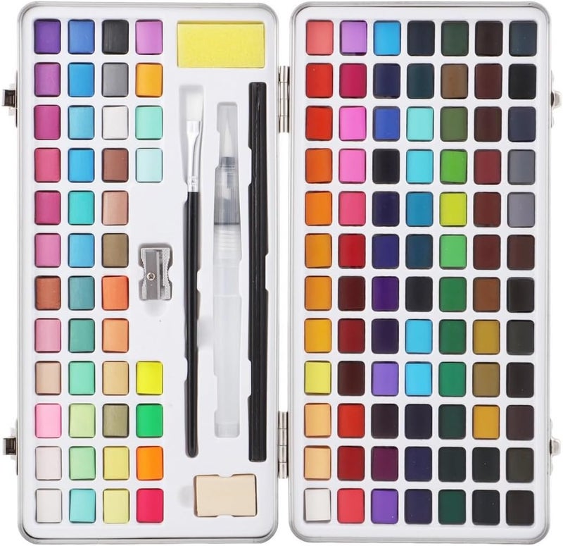 Adults, Students, Beginners, Professionals Painting Set, Art Supplies, Drawing Kit with Pencil and Paintbrush, 128 Colors Watercolor Paint Set, Portable Water Color Paint Set with Iron Box - Image 5