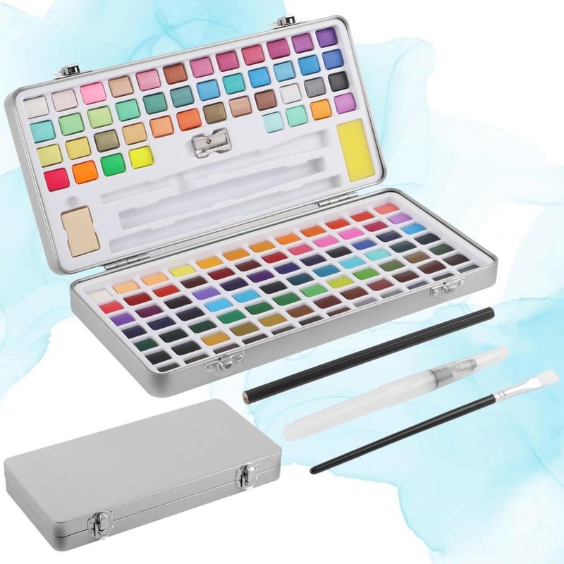 Adults, Students, Beginners, Professionals Painting Set, Art Supplies, Drawing Kit with Pencil and Paintbrush, 128 Colors Watercolor Paint Set, Portable Water Color Paint Set with Iron Box - Image 1