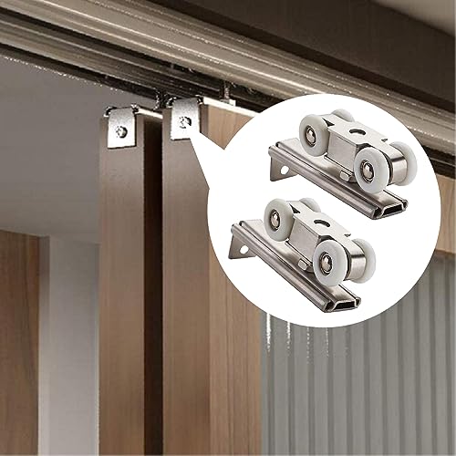 AWEN 2pcs 4-Wheel Stainless Stee Hanging Wheel Suitable fo Sliding Doors in Halls and Kitchen cabinets wadrobe Sliding Door（Wheel 23mm/0.9"） - Image 4