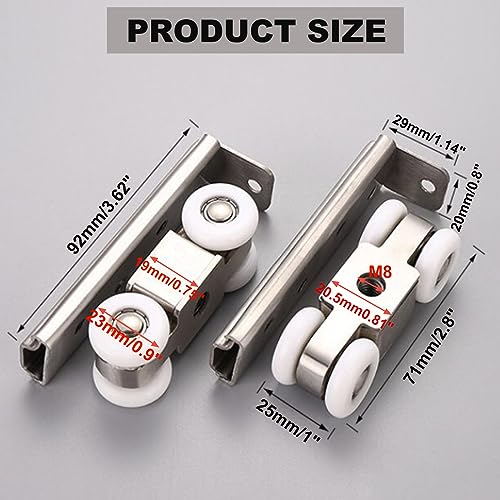 AWEN 2pcs 4-Wheel Stainless Stee Hanging Wheel Suitable fo Sliding Doors in Halls and Kitchen cabinets wadrobe Sliding Door（Wheel 23mm/0.9"） - Image 2