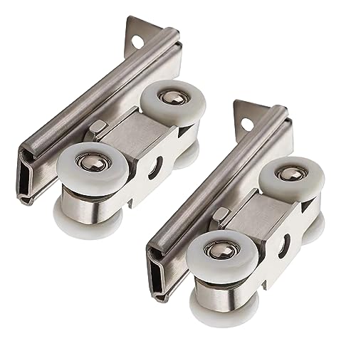AWEN 2pcs 4-Wheel Stainless Stee Hanging Wheel Suitable fo Sliding Doors in Halls and Kitchen cabinets wadrobe Sliding Door（Wheel 23mm/0.9"） - Image 1