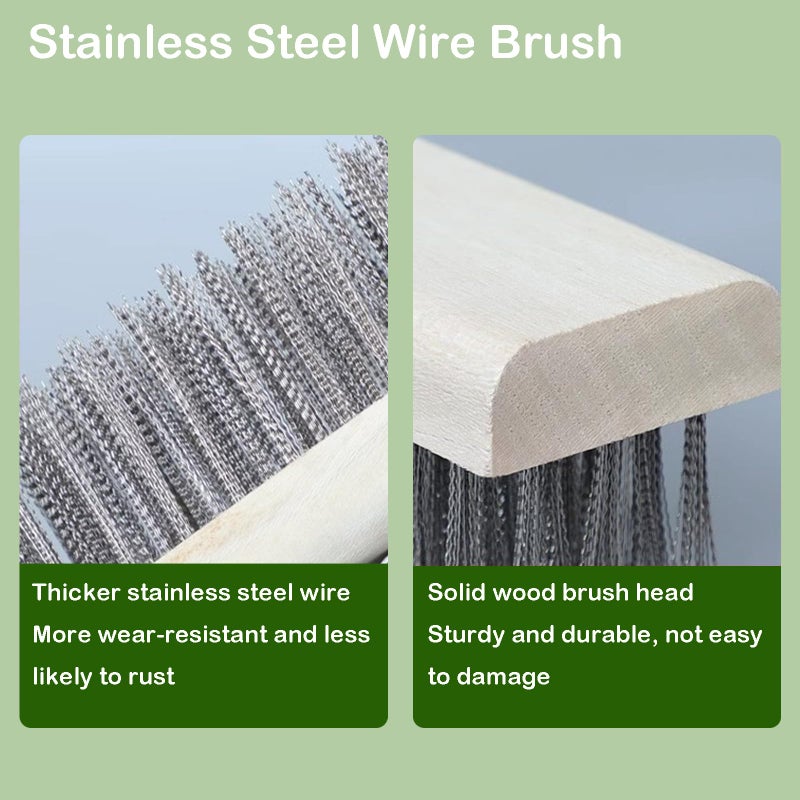 BSMstone Stainless Steel Wire Brush with Long Handle Deck Broom Brush Floor Scrubber Brush for Cleaning Outdoor Broom for Moss, Tough Stains on Concrete, Grout, Garden, Garage, Patio, Swimming Pool - Image 4