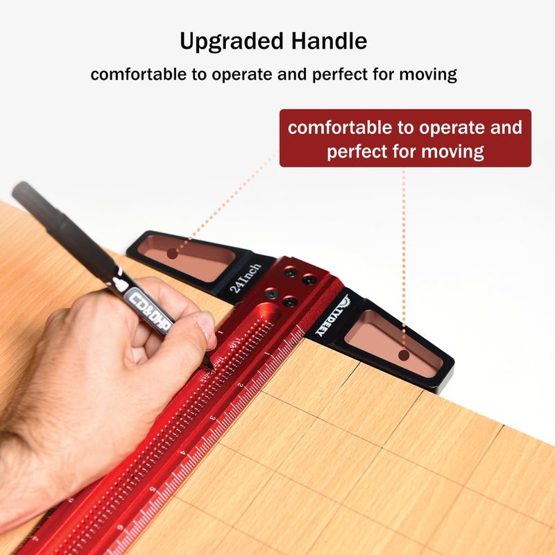 TYDEEY 12, 24, 31, 39 in Ultra-Precision Woodworking Scriber T-Square Ruler 24 in Measuring and Layout Tool, T Type Wood Aluminum Square Rulers for Architect and Carpenter Work - Image 4