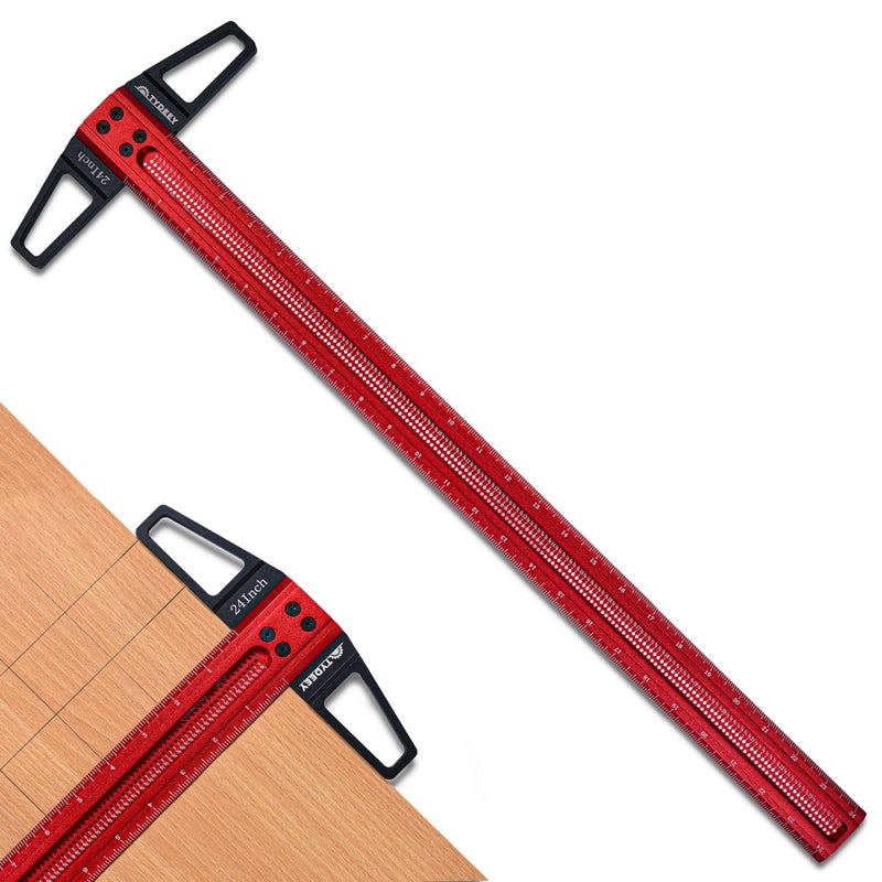 TYDEEY 12, 24, 31, 39 in Ultra-Precision Woodworking Scriber T-Square Ruler 24 in Measuring and Layout Tool, T Type Wood Aluminum Square Rulers for Architect and Carpenter Work - Image 1