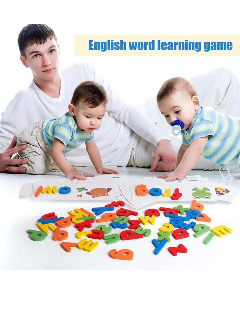 SYOSI Spelling Game Learning Toys, Wooden ABC Alphabet Flash Cards, Matching Shape Letters Word Puzzle Games, Educational Developmental Toy, Early Education Preschool Gift Toys for Kids Toddler  - Image 4