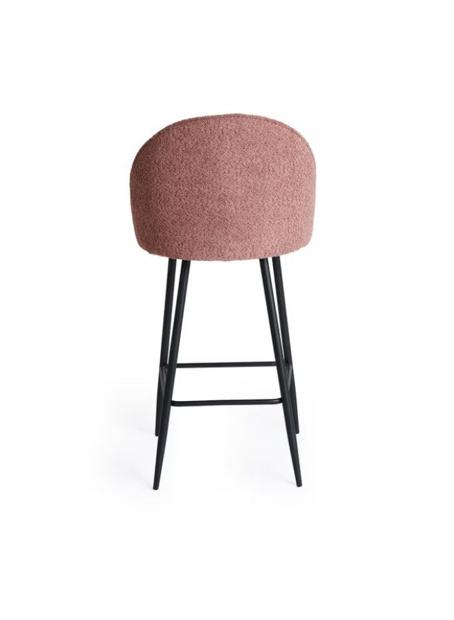 شينيل طقم من كرسيين بار عصريين - لون وردي/بنفسجي مع مسند ظهر ومسند للقدمين - كراسي بارتفاع مناسب للمطبخ وبار المنزل - Image 3