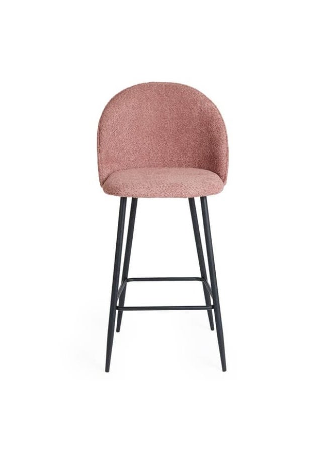 شينيل طقم من كرسيين بار عصريين - لون وردي/بنفسجي مع مسند ظهر ومسند للقدمين - كراسي بارتفاع مناسب للمطبخ وبار المنزل - Image 4