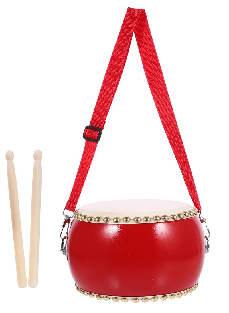 Drum Set for Kids, 15x12cm Wooden Toy Drum with Sticks and Straps, Musical Instrument for Toddlers and Babies, Hand Drum Educational Toy - Image 1