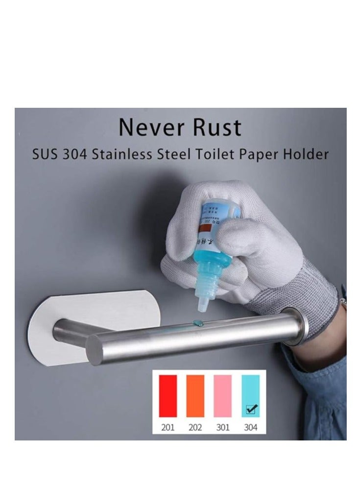 Toilet Paper Holder, 3M Toilet Paper Holder no Drilling for Bathroom and Washroom, SUS304 Stainless Steel Brushed Nickel (Silver), DG-TPA22 - Image 3