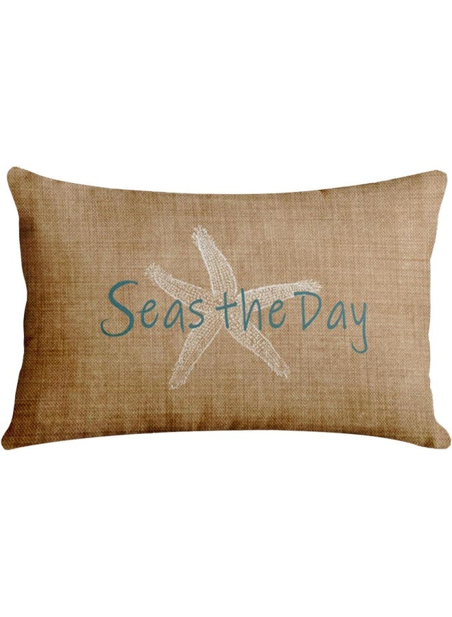 Emvency Emvency Linen Throw Pillow Cover Seas Day Vintage Beach Starfish Canvas Look Coastal Decorative Pillow Case Whimsical Home Decor Rectangle Queen Size 20x26 Inch Cushion Pillowcase  - Image 5