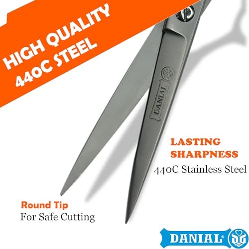 DANIAL High Carbon Razor Cut Stainless Steel Hair Cutting Scissors - Professional Barber Scissors for Men and Women - Ideal for Beard, Moustache, and Nose Trimming 7 INCH (SATIN) - Image 5