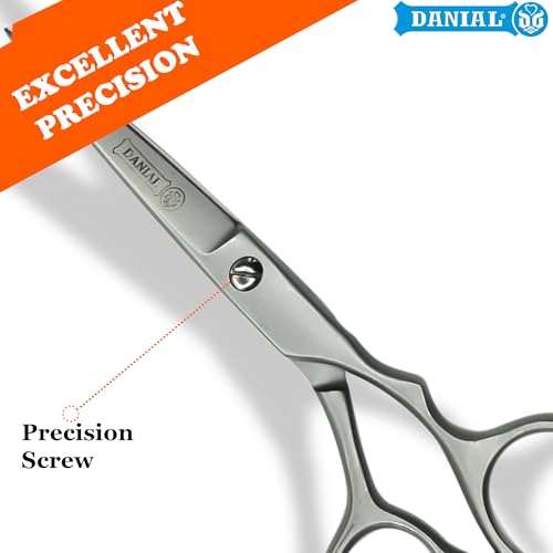 DANIAL High Carbon Razor Cut Stainless Steel Hair Cutting Scissors - Professional Barber Scissors for Men and Women - Ideal for Beard, Moustache, and Nose Trimming 7 INCH (SATIN) - Image 3
