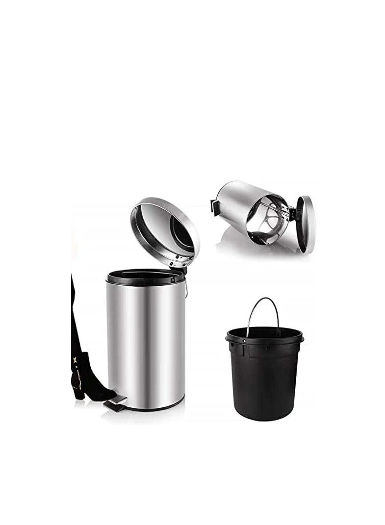Turkish  waste basket stainless steel, trash bins with pedal 8 liters - Image 2