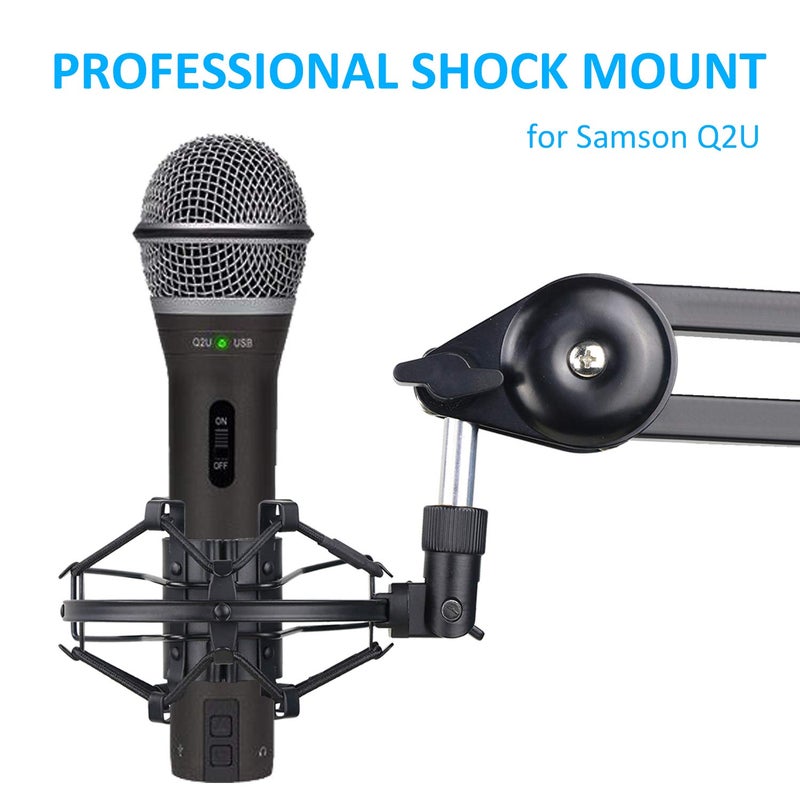 SUNMON حامل ميكروفون SUNMON Q2U USB/XLR مع نظام امتصاص الصدمات لتقليل الاهتزاز والضوضاء، مناسب لميكروفون سامسون Q2U USB/XLR الديناميكي - Image 2