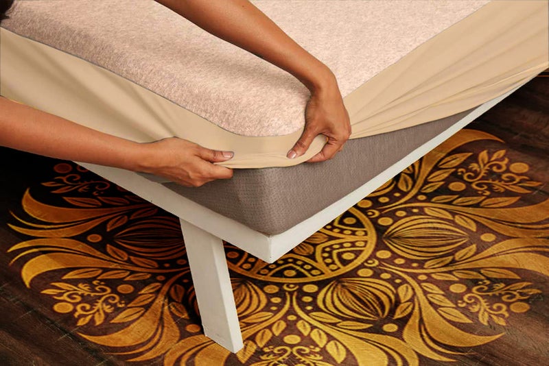 VYBBA 100% Waterproof Terry Cotton Ultra Soft Fitted Queen Size Mattress Protector,Breathable, Hypoallergenic Bed Cover, Mattresses Cover (78X66 inch | 6.5x5.5 feet_ Beige) - Image 1