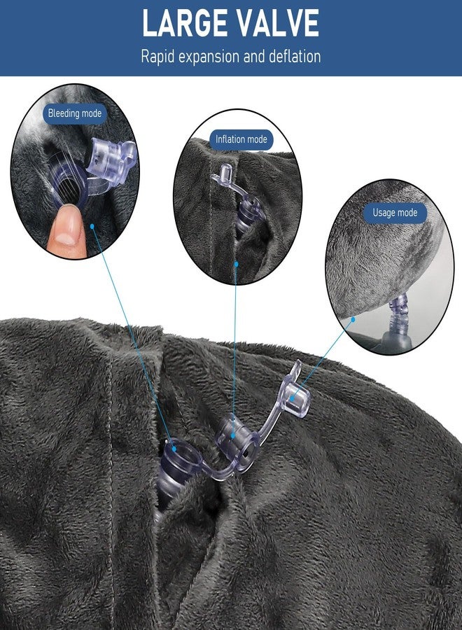 XhjzgcTech 1 PcsInflatable Travel Pillows for Sleeping Airplane Inflatable Neck Pillow for Traveling Pillow Inflatable Travel Neck Pillows for Airplanes Sleeping, Train, Car, Office, with Eye Masks, Earplugs - Image 2