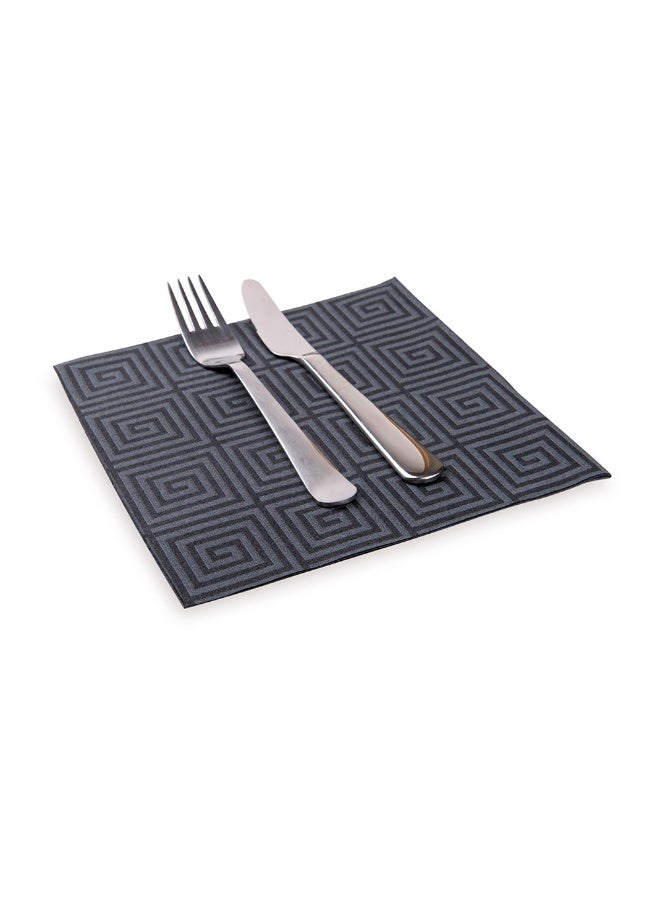 Restaurantware Luxenap 15.75 Inch Disposable Napkins, 600 Soft Linen Like Napkins - Absorbent, Air Laid, Black With Greco Pattern Paper Cloth Like Napkins, Pre-folded, For Dinner Party Guests  - Image 2