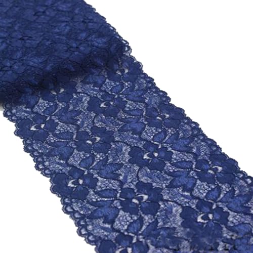 Zthread 6.2 Inch Stretch Lace Trims Floral Embroidered Elastic Fabric for Garment and DIY Craft Supply by 5 Yards (Navy Blue) - Image 4