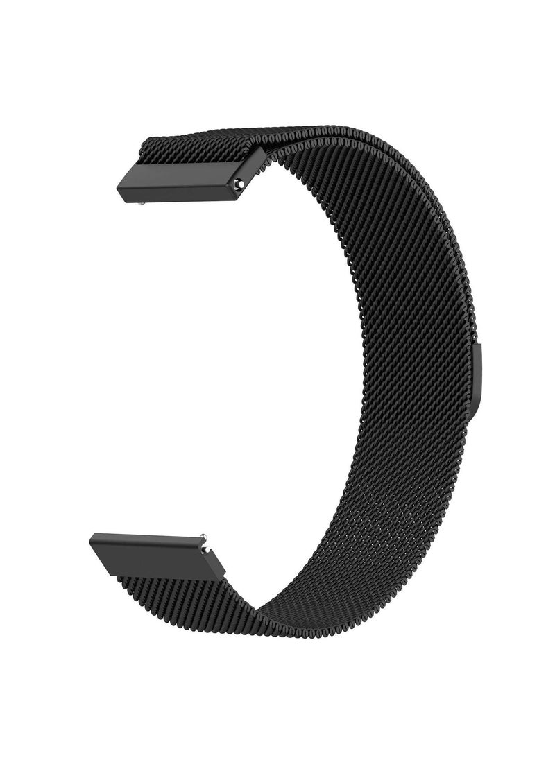 Generic - 20mm Milanese Loop Watch Band Magnetic Closure Mesh Stainless Steel Replacement Strap for Samsung Gear S2 Classic / Galaxy Watch 42mm / Amazfit bip - Black - Image 1