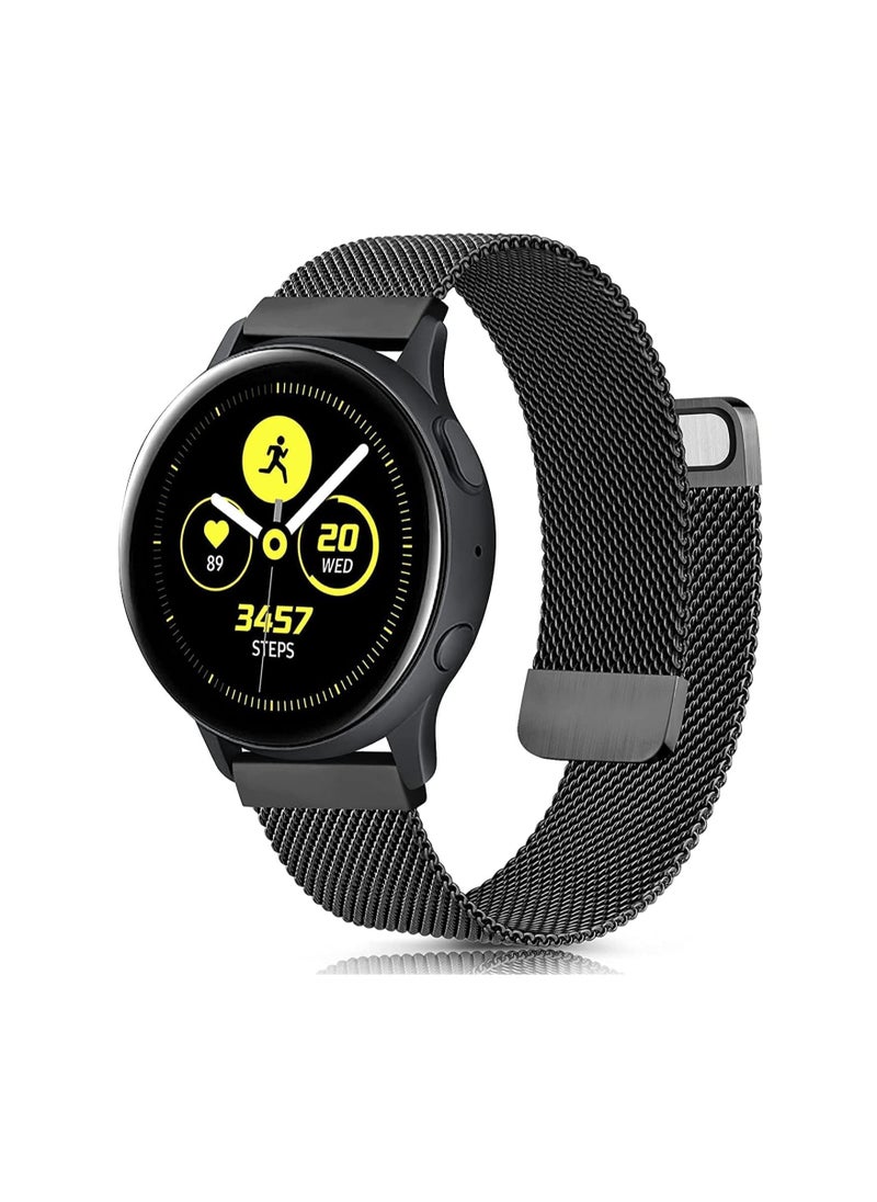 Generic - 20mm Milanese Loop Watch Band Magnetic Closure Mesh Stainless Steel Replacement Strap for Samsung Gear S2 Classic / Galaxy Watch 42mm / Amazfit bip - Black - Image 1