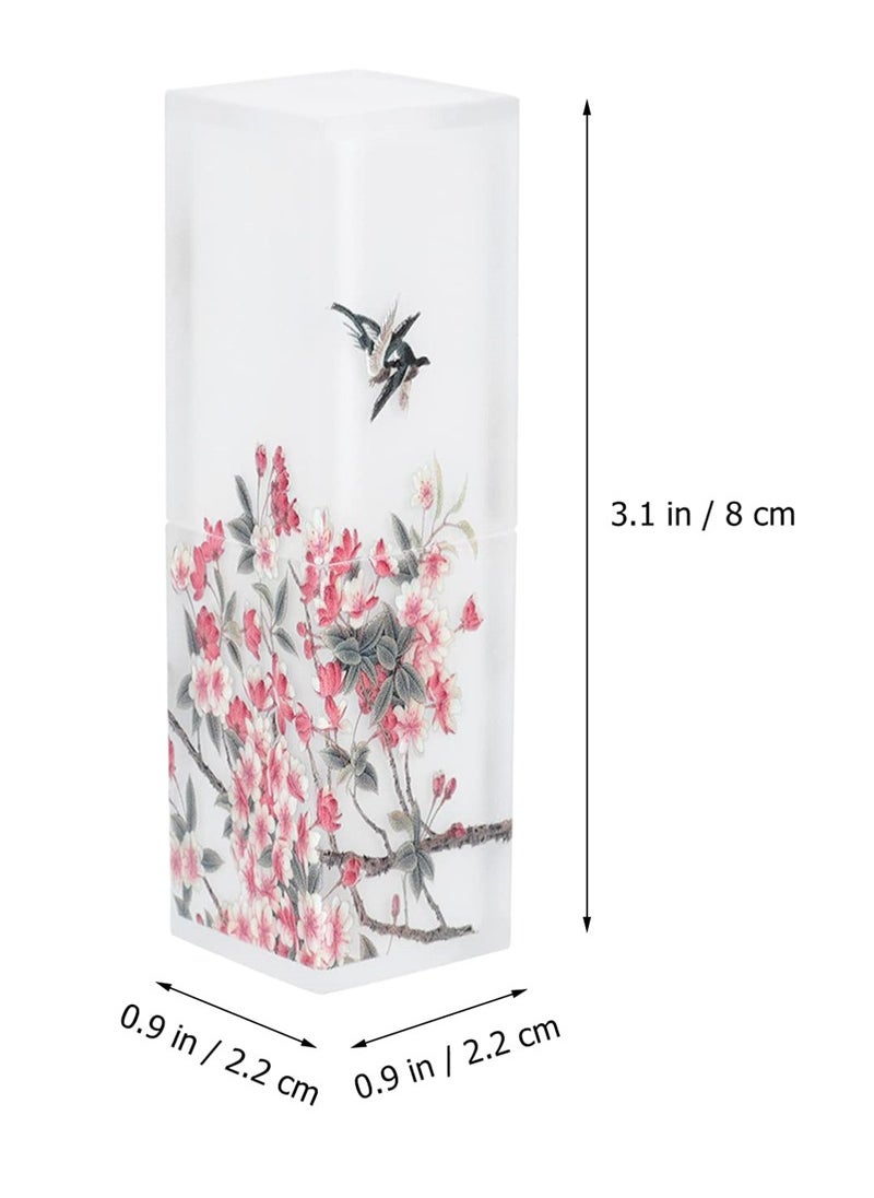 SYOSI Empty Matte Lipstick Tubes, Square Lip Balm Containers with Chinese Style Lip Gloss Tube Holder, DIY Lipstick and Lip Balm Cosmetic Packaging, 4PCS  - Image 5
