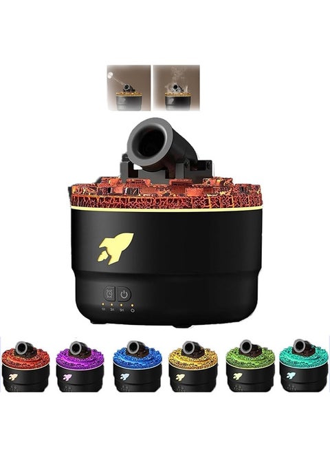 Creative Air Cannon Humidifier Aromatherapy Diffuser, 7 Colors LED Vapor Cannon Humidifier, 2 Mist Modes, Timer Function, Silent Design, USB Powered, for Bedroom and Office (Black)