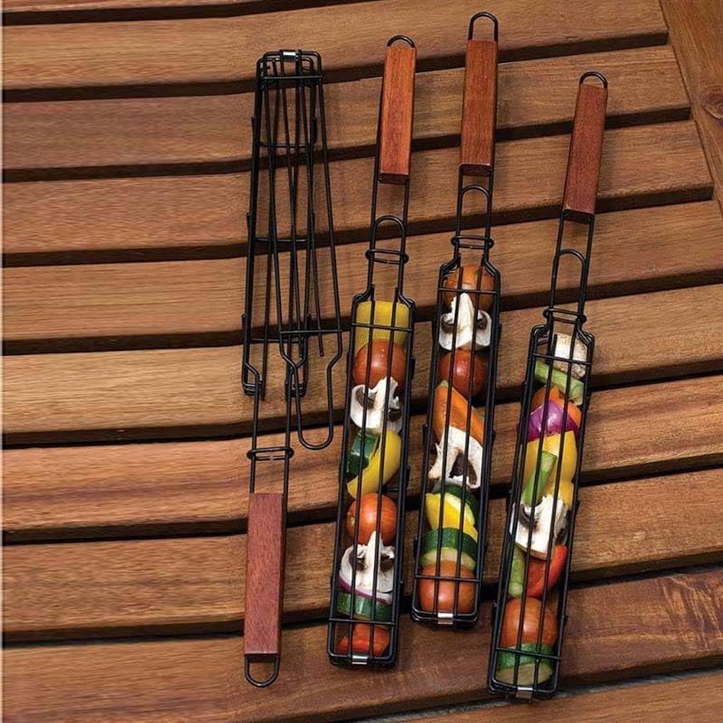 KRUPAVI Kebab Grilling Basket & Grilling Skewers Stainless Steel - Kabob Grilling Baskets set of 1 Metal BBQ Basket. Kabob Basket for Veggies, Jumbo Shrimps, Onion, Fish, Chicken and Meat Grill Baskets- Grilling Baskets - Image 1
