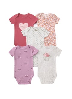 RedMapleTEK 5-piece set of pure cotton jumpsuits for infants and young children, short-sleeved crawling clothes  - Image 1