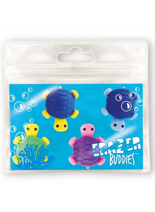 Deluxebase Erazer Buddiez - Sea Turtle Rubber Erasers from Deluxebase. Novelty Stationery for Boys and Girls. Colourful Pencil Eraser Set. Great for Office or School Supplies. - Image 1