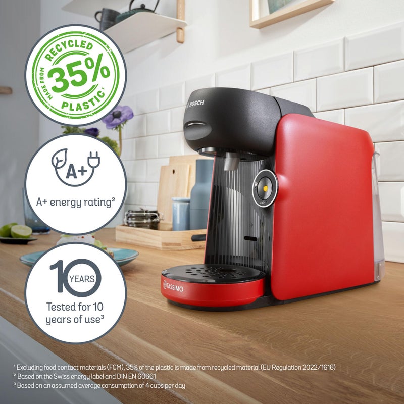 تاسيمو Tassimo by Bosch Finesse Friendly Pod Coffee Machine, TAS163EGB, Red - Image 4
