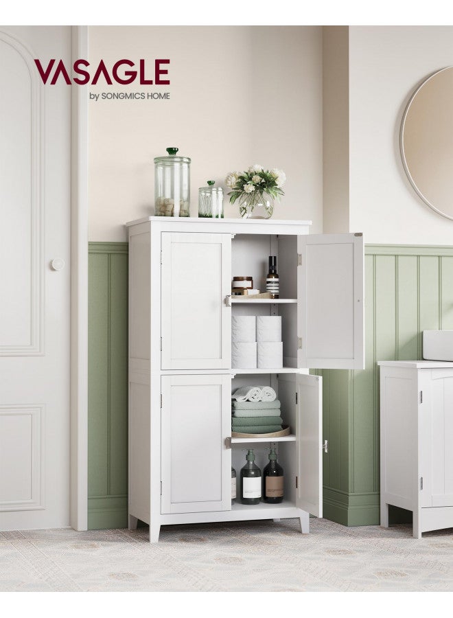 VASAGLE Bathroom Floor Storage Cabinet, Bathroom Storage Unit, Freestanding Cabinet with 4 Doors, Adjustable Shelves, 11.8 x 23.6 x 43.3 Inches, White UBBC552P31 - Image 2