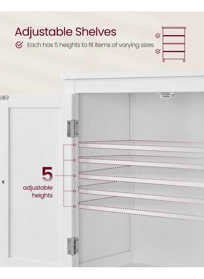 VASAGLE Bathroom Floor Storage Cabinet, Bathroom Storage Unit, Freestanding Cabinet with 4 Doors, Adjustable Shelves, 11.8 x 23.6 x 43.3 Inches, White UBBC552P31 - Image 4