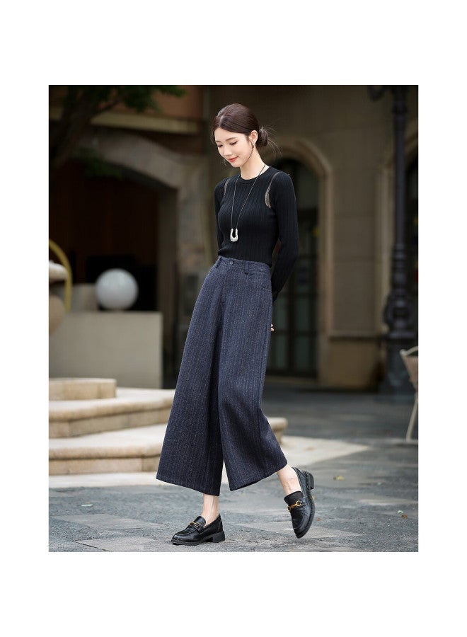dme Demana Winter Intellectual Style Herringbone T Cropped Straight-leg Thick Warm Concealing Women's Casual Pants - Image 2