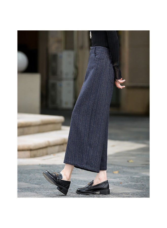 dme Demana Winter Intellectual Style Herringbone T Cropped Straight-leg Thick Warm Concealing Women's Casual Pants - Image 4