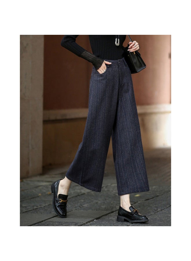 dme Demana Winter Intellectual Style Herringbone T Cropped Straight-leg Thick Warm Concealing Women's Casual Pants - Image 1