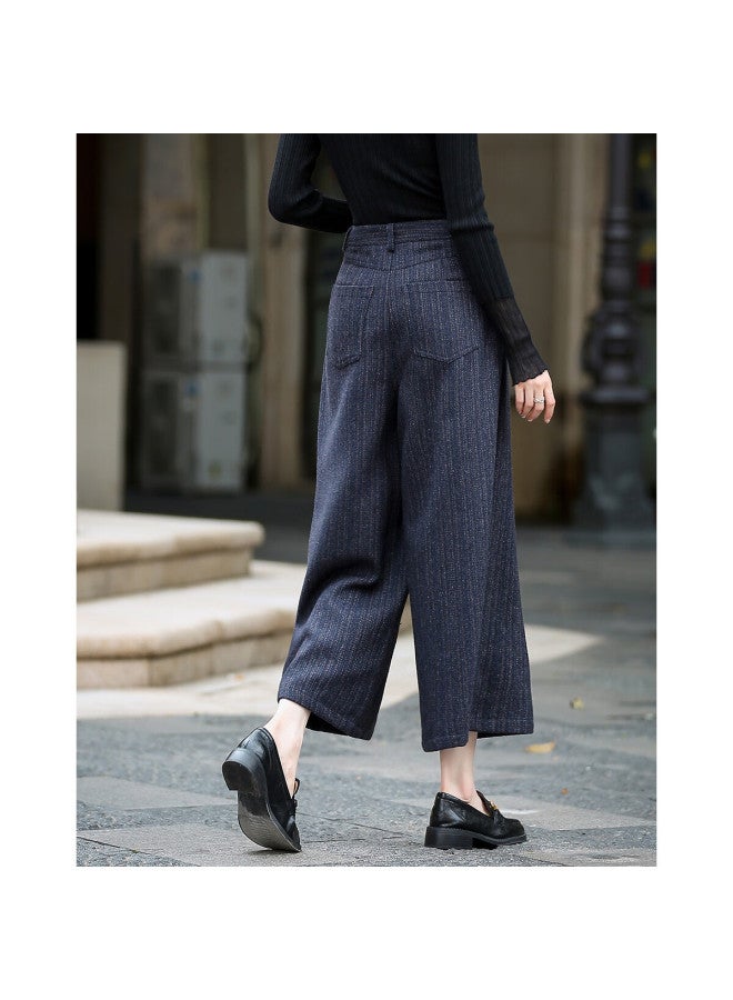dme Demana Winter Intellectual Style Herringbone T Cropped Straight-leg Thick Warm Concealing Women's Casual Pants - Image 5