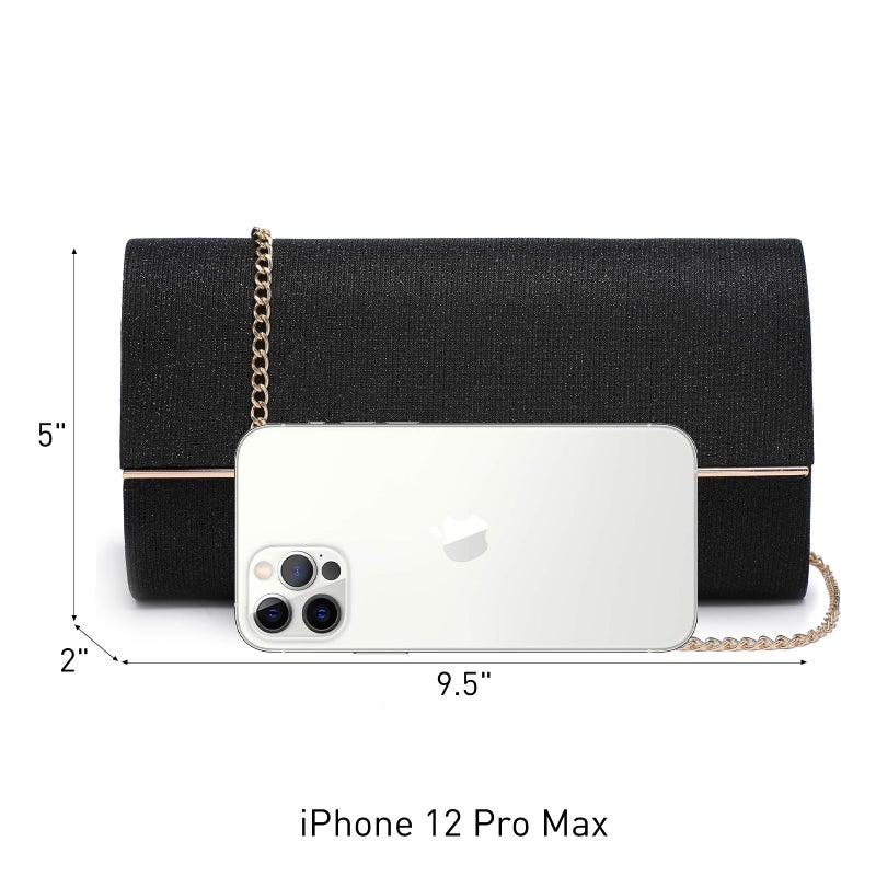 Dasein Women'S Evening Bag Glitter Clutch Wedding Bridal Purse Sparkle Cocktail Party Prom Handbag (1-Black) - Image 4