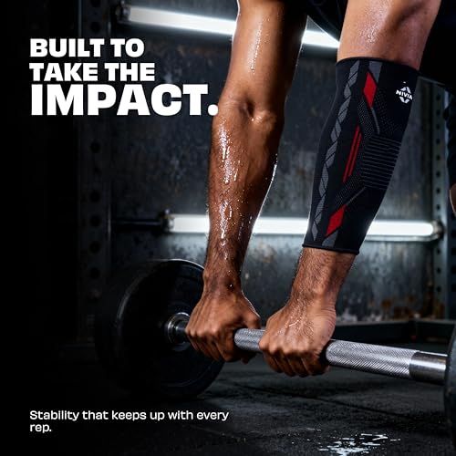 Nivia Knitted Elbow Support For Men & Women, Compression Elbow Sleeve, Elbow Brace for men, Ideal For Gym, Weightlifting, Fitness, Training & Injury Prevention (Pair) (Red/Black, S) - Image 4