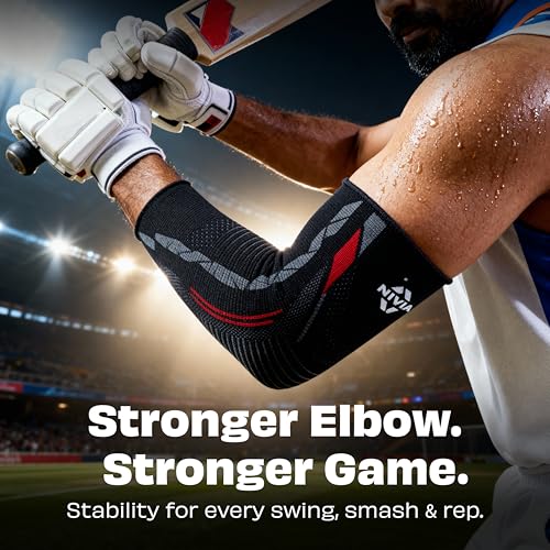 Nivia Knitted Elbow Support For Men & Women, Compression Elbow Sleeve, Elbow Brace for men, Ideal For Gym, Weightlifting, Fitness, Training & Injury Prevention (Pair) (Red/Black, S) - Image 5