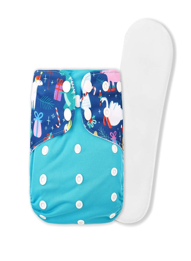 GUCHIGU Soft Fleece Lined Baby Pocket Cloth Reusable Washable Diapers All-in-One Nappy for Babies Toddlers with 1 Wet-Free Insert Z-B (One Size Adjustable Diaper, 4 Sizes in 1, 5-17 kg, Blue-Multi) - Image 1