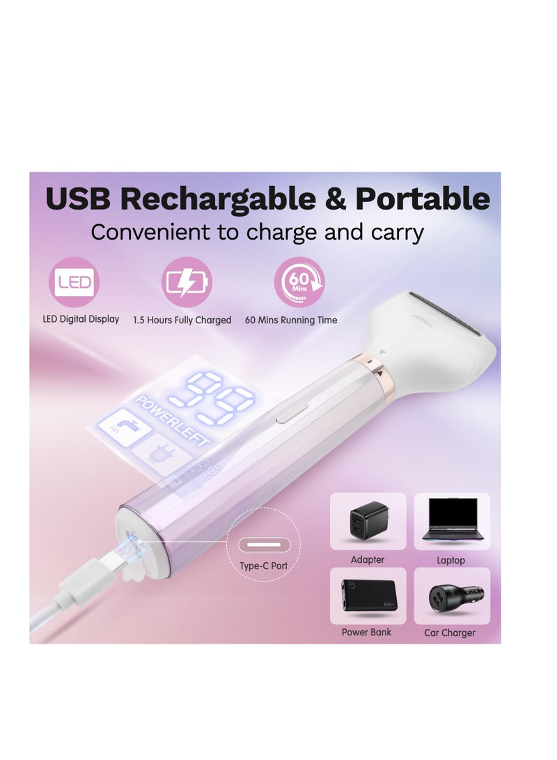 Barakah Electric Razors for Women, BestMal Bikini Trimmer 5 in 1 Electric Shaver Razor for Women Wet/Dry Face Razors for Face Nose Eyebrow Arms Armpit Legs Pubic Area Painless Facial Hair Removal for Women - Image 5