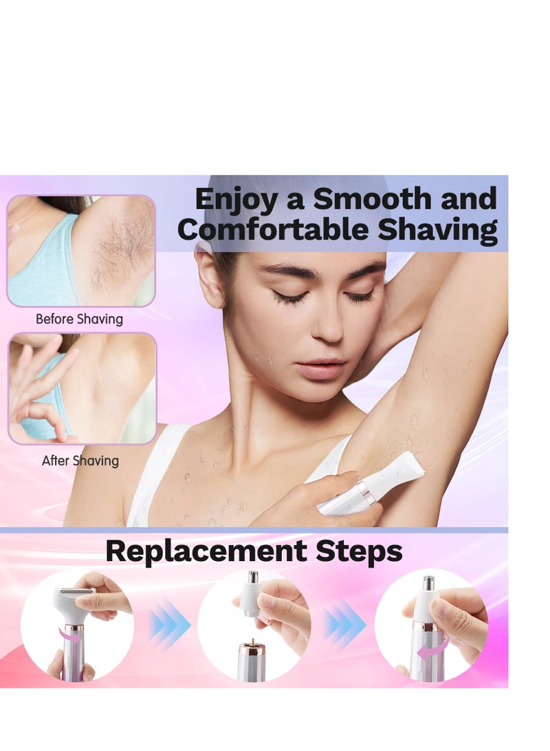 Barakah Electric Razors for Women, BestMal Bikini Trimmer 5 in 1 Electric Shaver Razor for Women Wet/Dry Face Razors for Face Nose Eyebrow Arms Armpit Legs Pubic Area Painless Facial Hair Removal for Women - Image 2