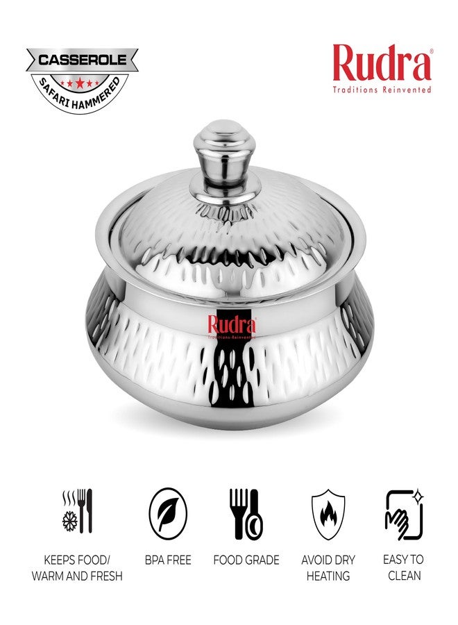 RUDRA Safari Hammered Double Walled Stainless Steel Casserole, | PU Insulated | Hot & Cold | Hygiene | Odourless|Easy to Carry| (4 Litres) - Image 3