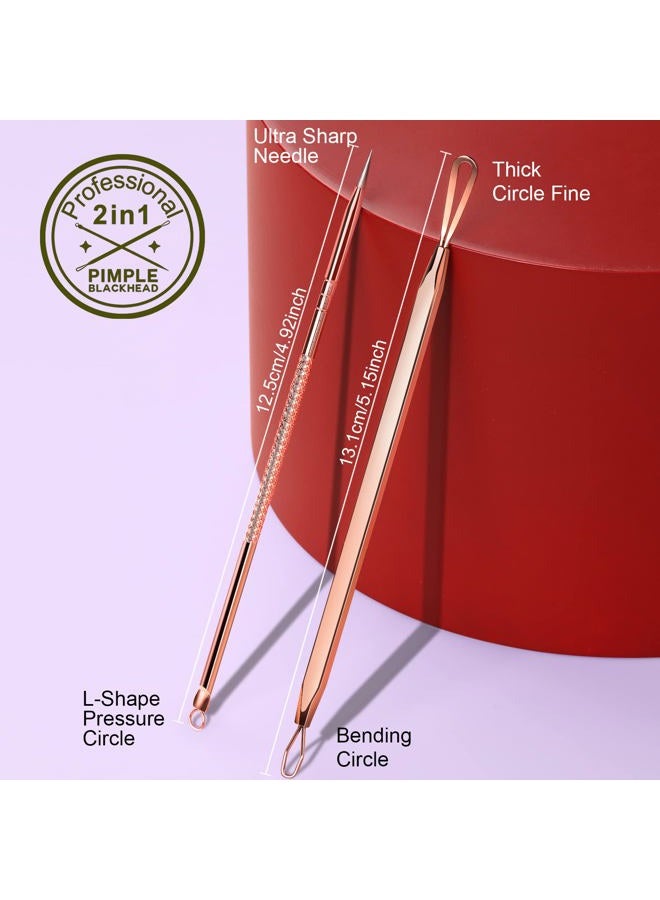 Teenitor Pimple Popper Tool, Blackhead Remover Tools, Comedone Extractor Tool Acne Tools, Pimple Extractor Tool, Blackhead Extractor Tool, Black Head Remover for Face Tool Rose Gold - Image 2