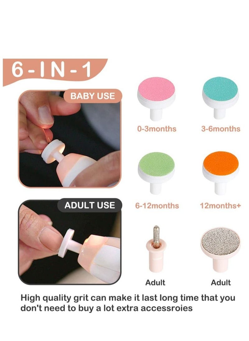 haakaa Haakaa Baby Nail Trimmer Electric Safe Baby Nail Clippers Baby Nail File Kit Manicure Set, Trim Polish Grooming Kit For Newborn Toddler Or Adults Toes Fingernails, 6 Grinding Heads And Led Light, Pink  - Image 2