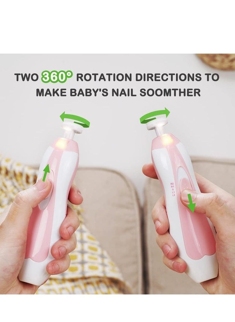 haakaa Haakaa Baby Nail Trimmer Electric Safe Baby Nail Clippers Baby Nail File Kit Manicure Set, Trim Polish Grooming Kit For Newborn Toddler Or Adults Toes Fingernails, 6 Grinding Heads And Led Light, Pink  - Image 4